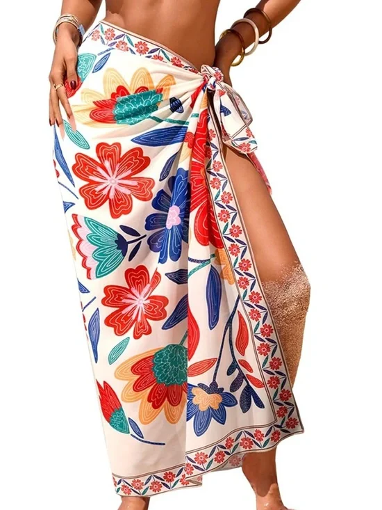 New Floral Beach Sarong Wrap - Multicolor - Picture 2 of 5